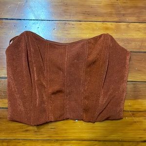 Mable, autumn orange, strapless, corset